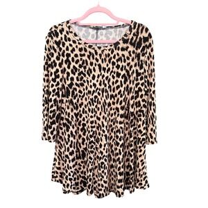 BaiShengGT Leopard Print Tunic Dress Casual Animal‎ Print Dress Size M